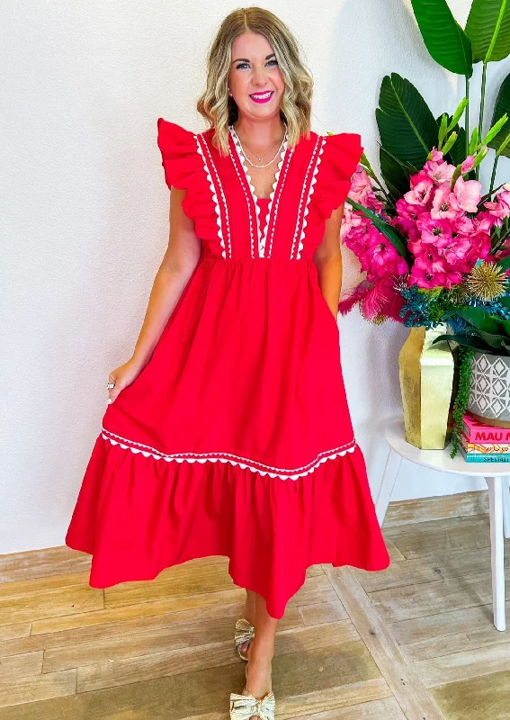 Brighter Than The Sun Midi Dress - Red