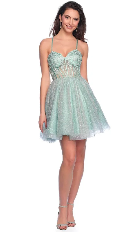 Dave & Johnny 11808 - Sweetheart Glitter A-Line Cocktail Dress