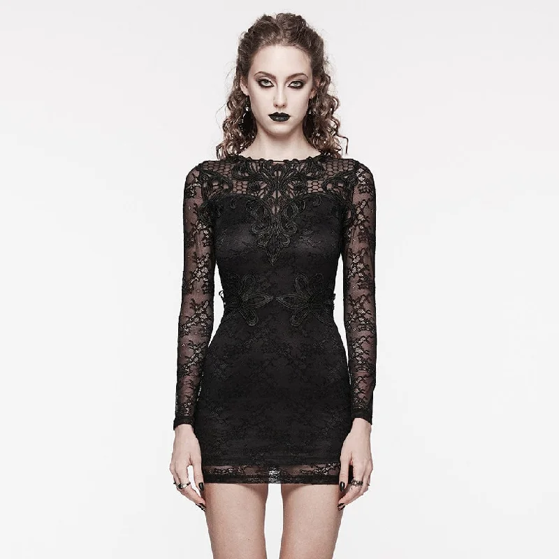 Women's Gothic Floral Embroidered Lace Dress