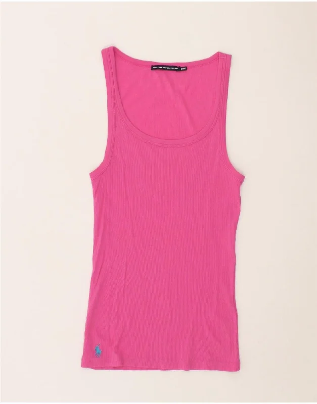 RALPH LAUREN Womens Vest Top UK 12 Medium Pink