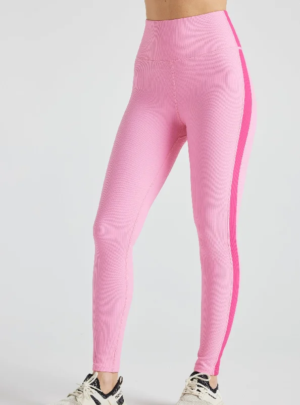 Electric Rib Color Block Legging - Sachet Pink Yarrow Pink