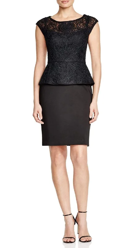 Sue Wong Cap Sleeve Bateau Neck Cocktail Dress in Black N16104 - 1 pc Black in Size 10 Available