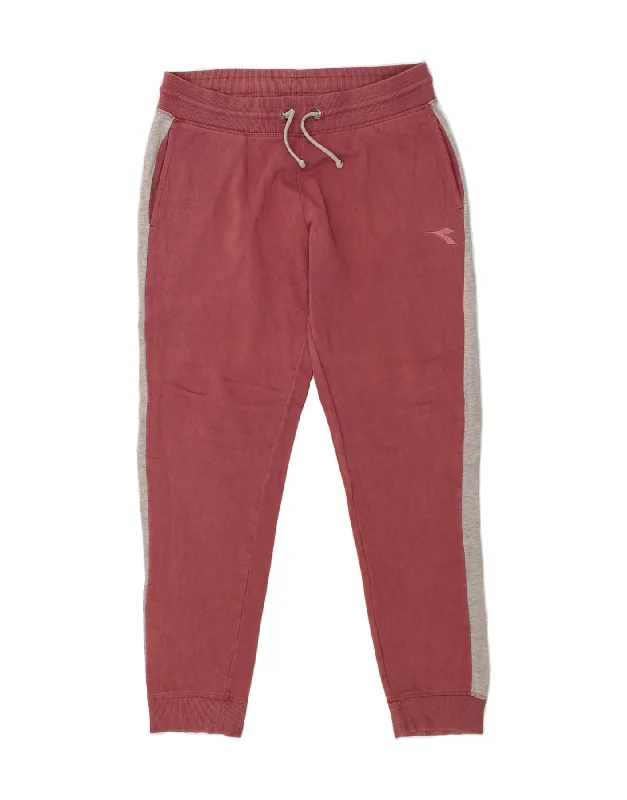 DIADORA Womens Tracksuit Trousers Joggers UK 16 Large  Maroon Colourblock