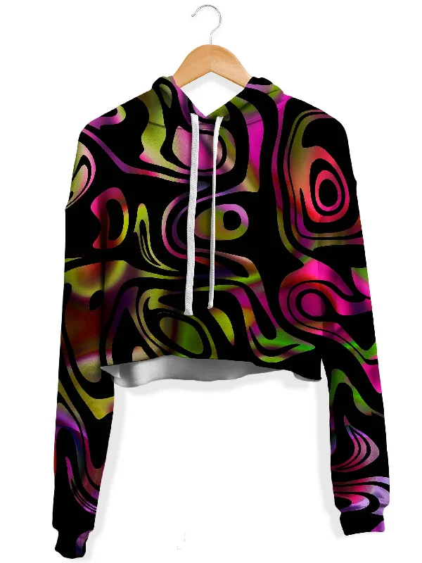 Loopy Abstract Fleece Crop Hoodie