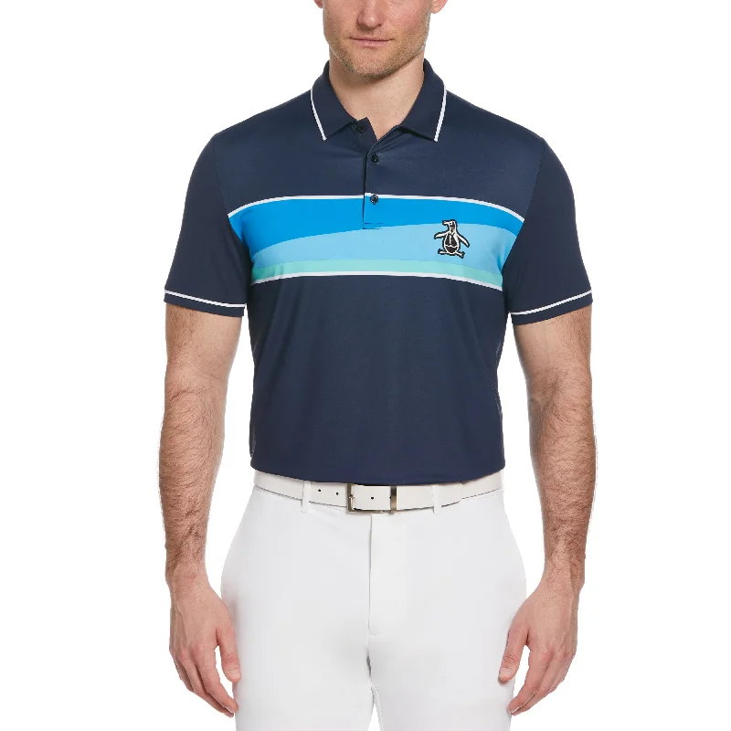 Engineered 80's Color Block Print Golf Polo