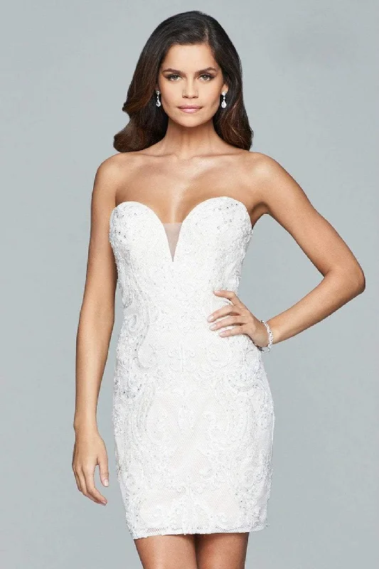 Faviana S8090 Fitted Strapless Cocktail Dress - 1 pc Ivory/Nude in Size 2 Available