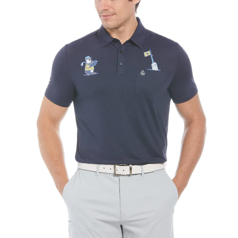 Mixed Media Polar Pete Print Golf Polo Shirt