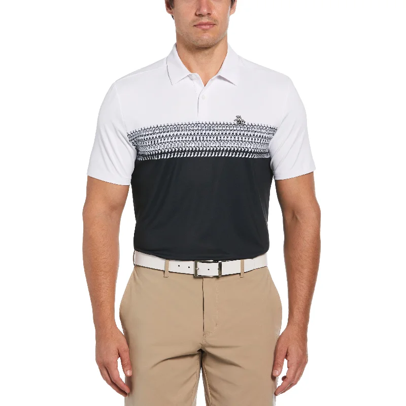 Penguin Stripe Block Print Golf Polo