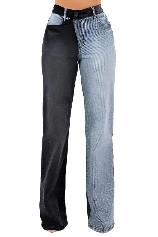 Asymmetrical Wide leg Jean in Black