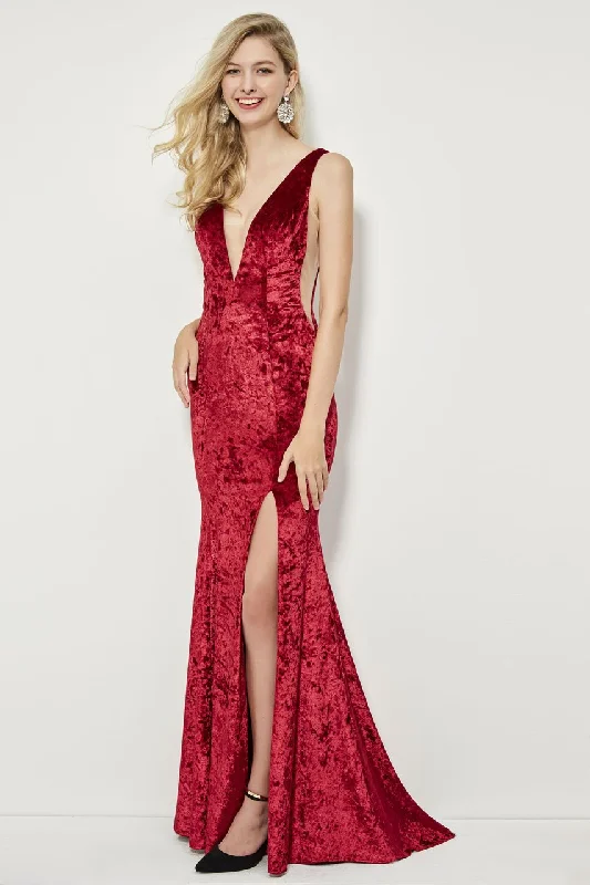 Angela & Alison - 81141 Deep Neckline and Sides Mermaid Gown