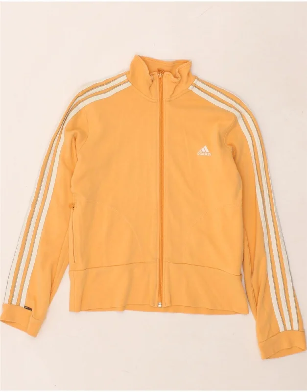 ADIDAS Womens Tracksuit Top Jacket UK 12 Medium Orange Cotton