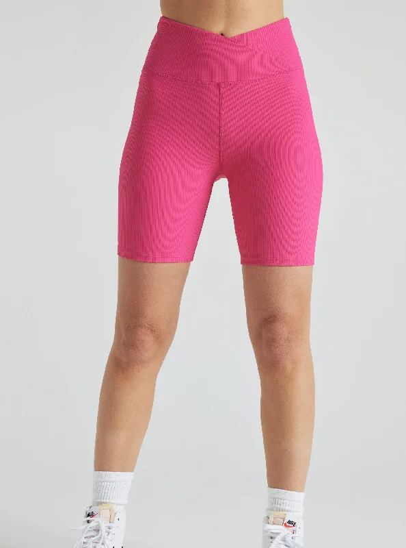 Electric Rib Biker Shorts - Pink Yarrow