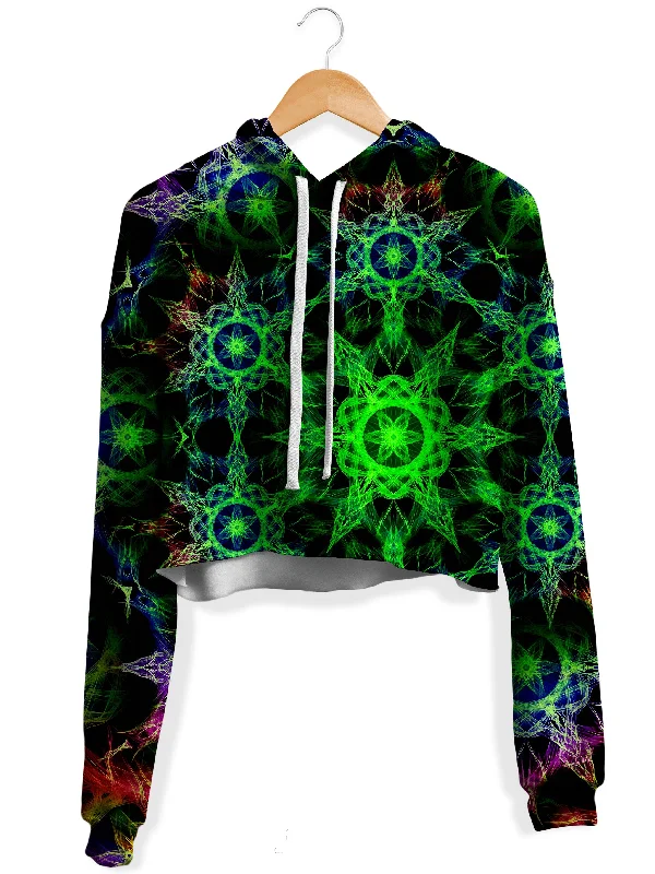 Kaleidoscope Jungle Fleece Crop Hoodie