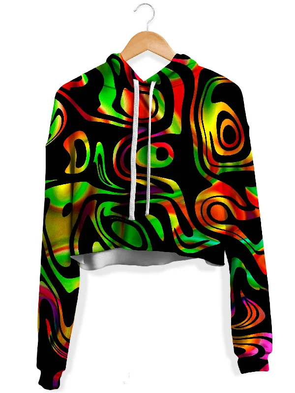 Trippy Flow Fleece Crop Hoodie