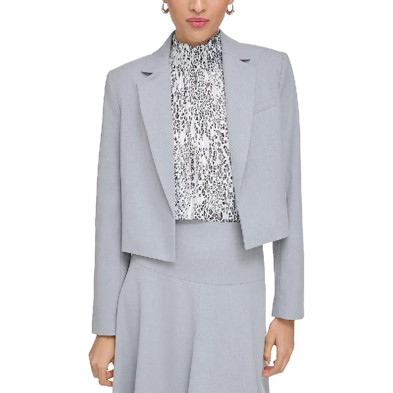 Calvin Klein Womens Cropped Heathered Open-Front Blazer