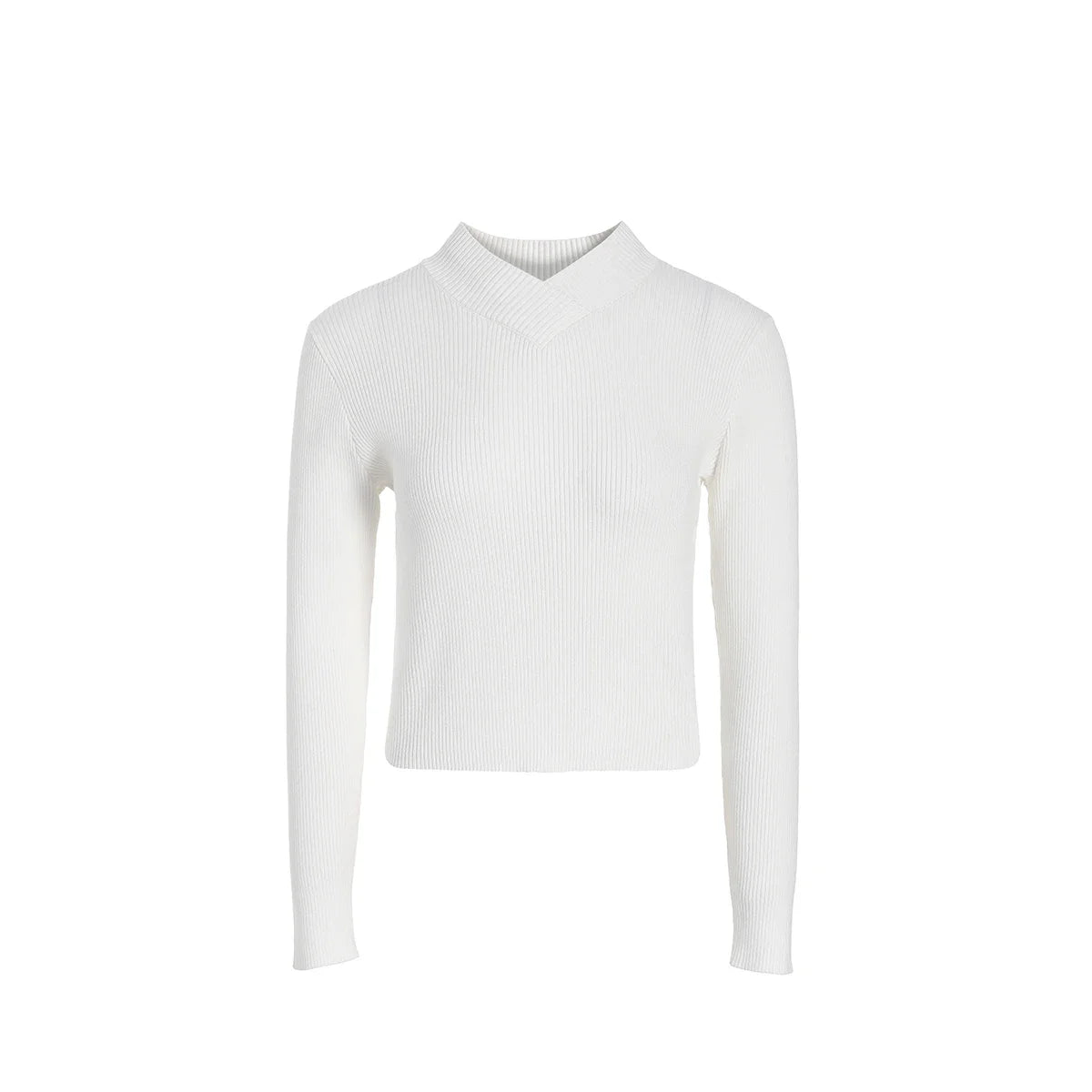 White V-neck Sweater