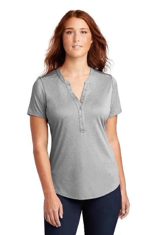 Sport-Tek Womens Endeavor Moisture Wicking Short Sleeve Polo Shirt - Heather Light Grey - Closeout