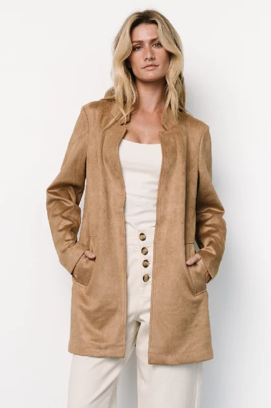 Queenie Faux Suede Jacket | Camel