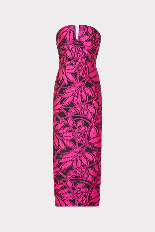 Exquisite workmanship Judith Pink Palm Jacquard Dress