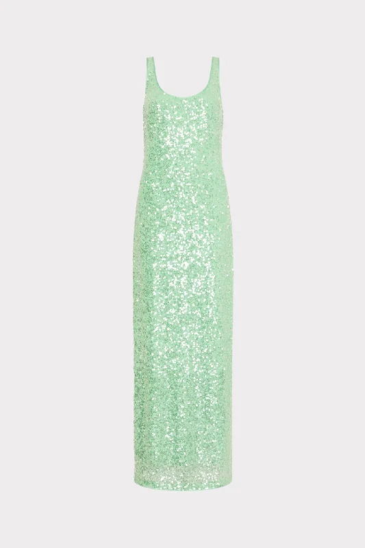 Knitted Design Tatum Stretch Sequins Maxi Dress