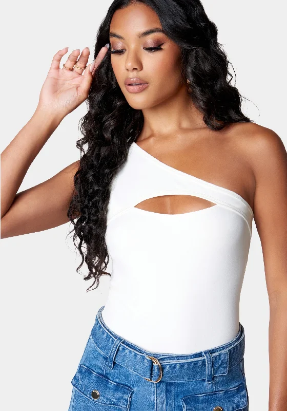 Cutout Asymmetric One Shoulder Bodysuit