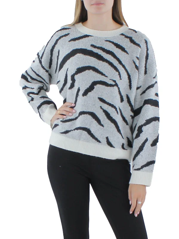 Derby Zebra Womens zebra Acrylic Pullover Sweater