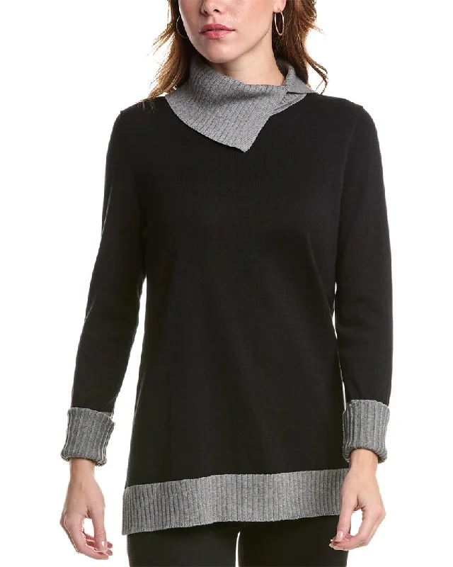 Edinburgh Knitwear Folded Neck Longline Sweater