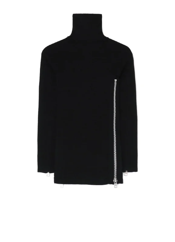 SOFT WOOL TURTLENECK PULLOVER WITH FASTENER