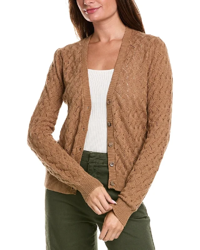 Minnie Rose Pointelle Cashmere-Blend Cardigan