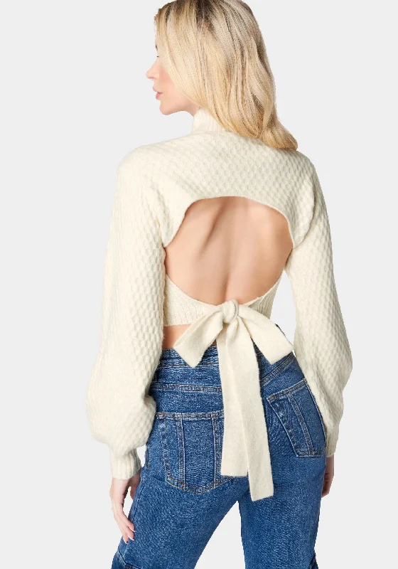 Open Back Mock Neck Sweater