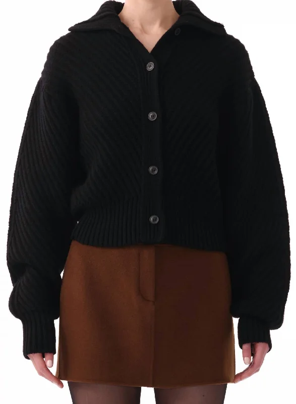 Rib Sweater Jacket In Black