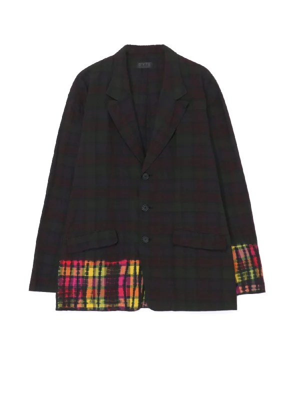 INDIAN MADRAS CHECK TIE-DIE OVERSIZED 3-BUTTON SHIRT JACKET