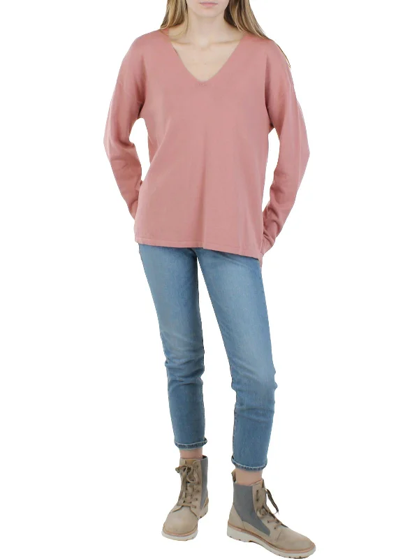 Womens Knit Long Sleeve V-Neck Sweater