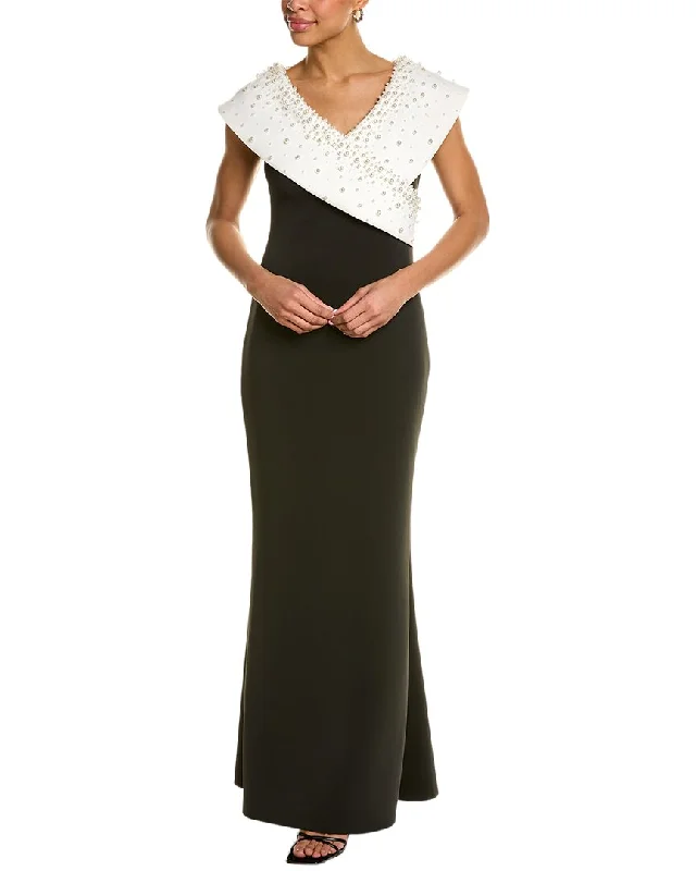 Badgley Mischka Portrait Collar Gown