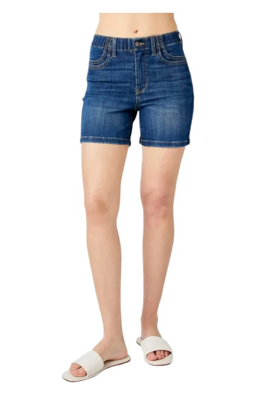 Dickinson High Rise Denim Shorts In Dark Wash