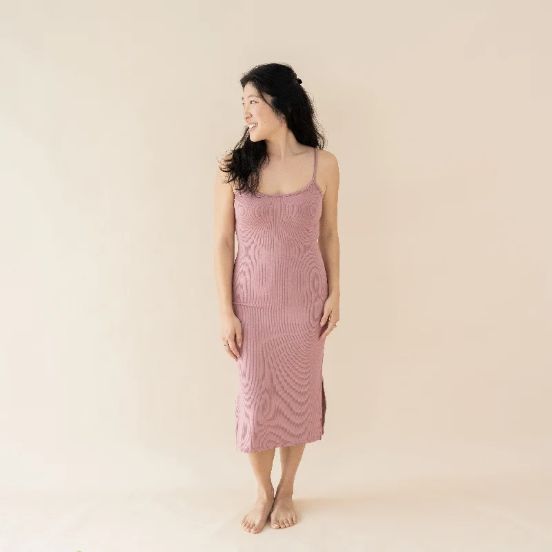 Women's Ribbed Cami Dress in Dusty Rose