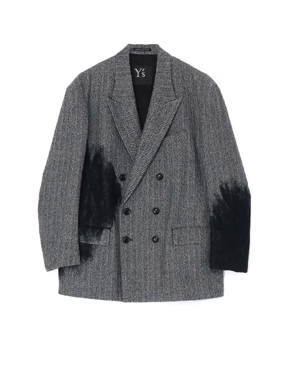 WOOL HERRINGBONE NEEDLE PUNCHED OVERSIZED TAILORED JACKET