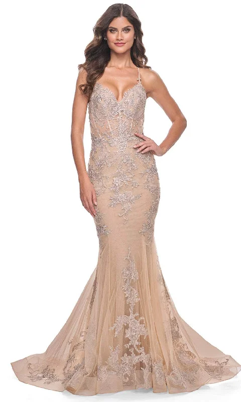 La Femme 30716 - Crisscross Back Mermaid Prom Gown