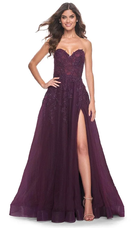 La Femme 32304 - Appliqued Strapless Prom Gown